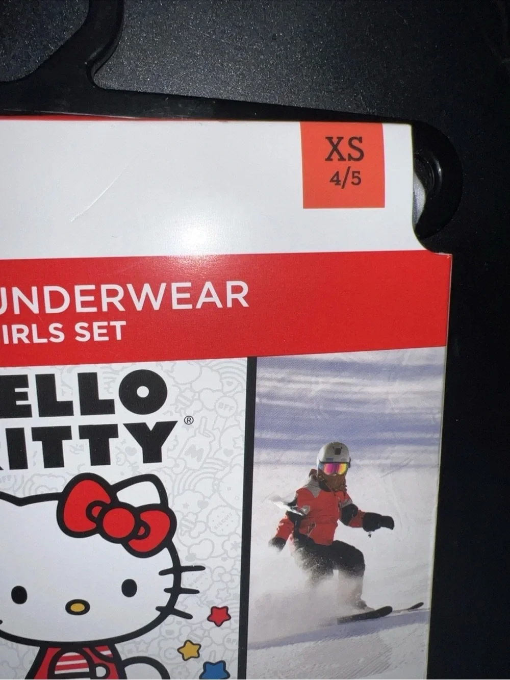 Cuddl Duds Hello Kitty Girls XS Warm Underwear Set - White & Red long sleeve